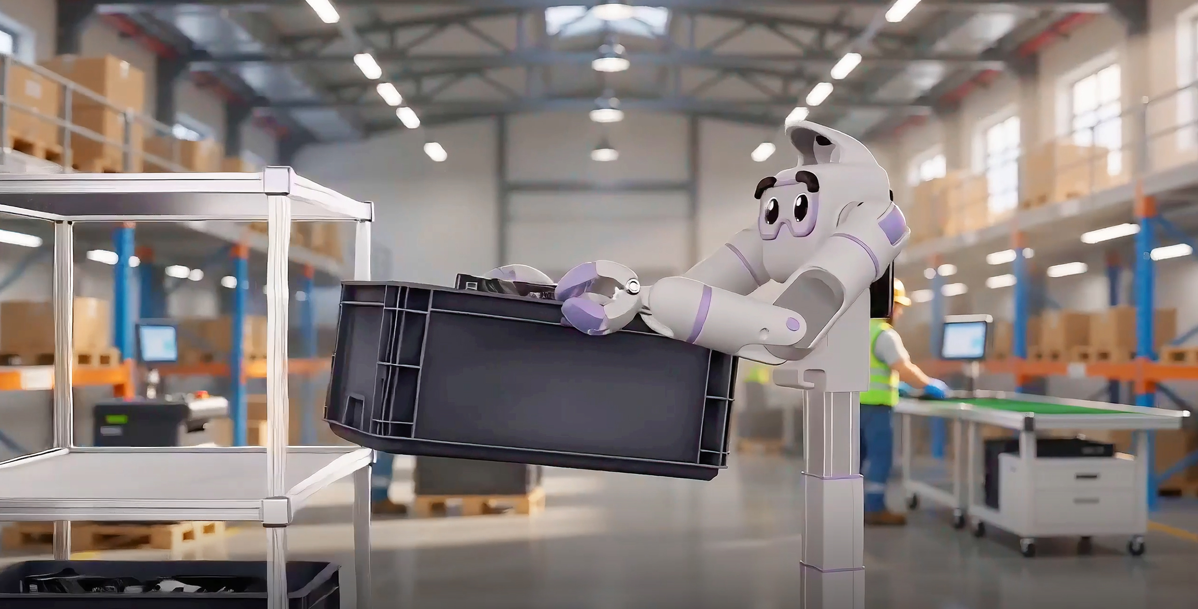 Transports and places goods safely and efficiently within warehouses, factories, and logistics centers.